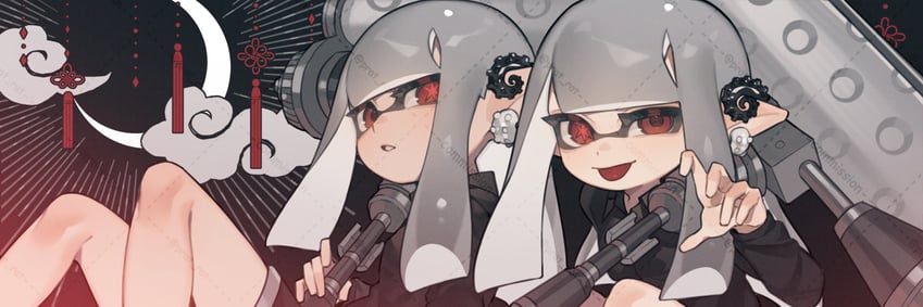 inkling player character and inkling girl (splatoon) drawn by prat_rat