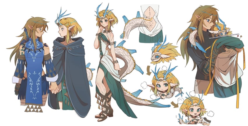 link, princess zelda, and light dragon (the legend of zelda and 1 more) drawn by shuo_yue