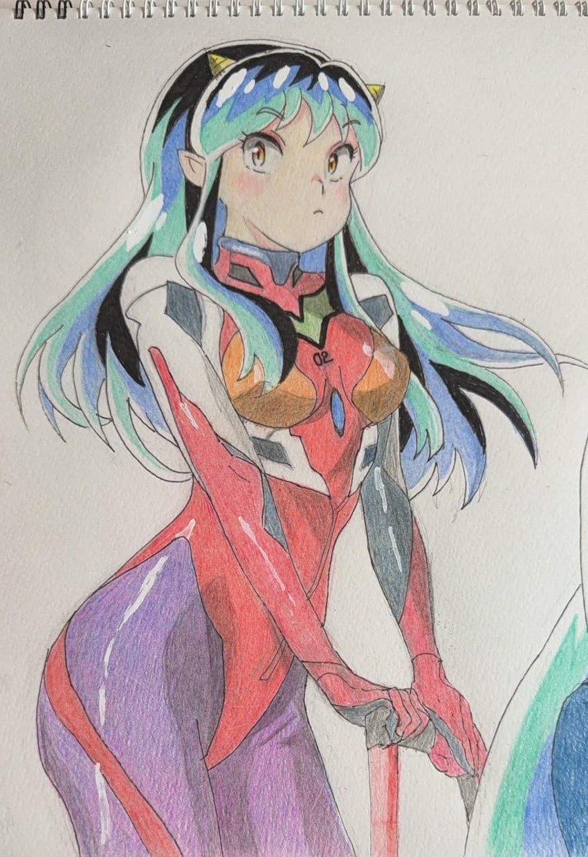 souryuu asuka langley and lum (neon genesis evangelion and 3 more) drawn by tomo_okame0106