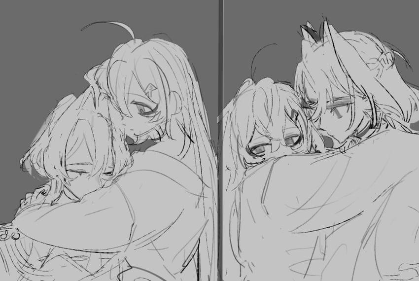 ouro kronii and nanashi mumei (hololive and 1 more) drawn by eus_ing