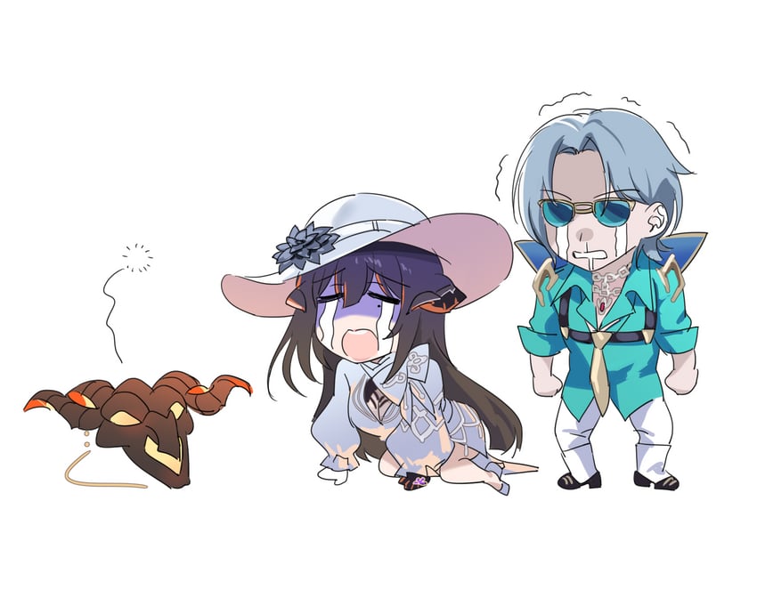 constance, duke inferno, and akash (honkai and 1 more) drawn by kame_(addlechicken)