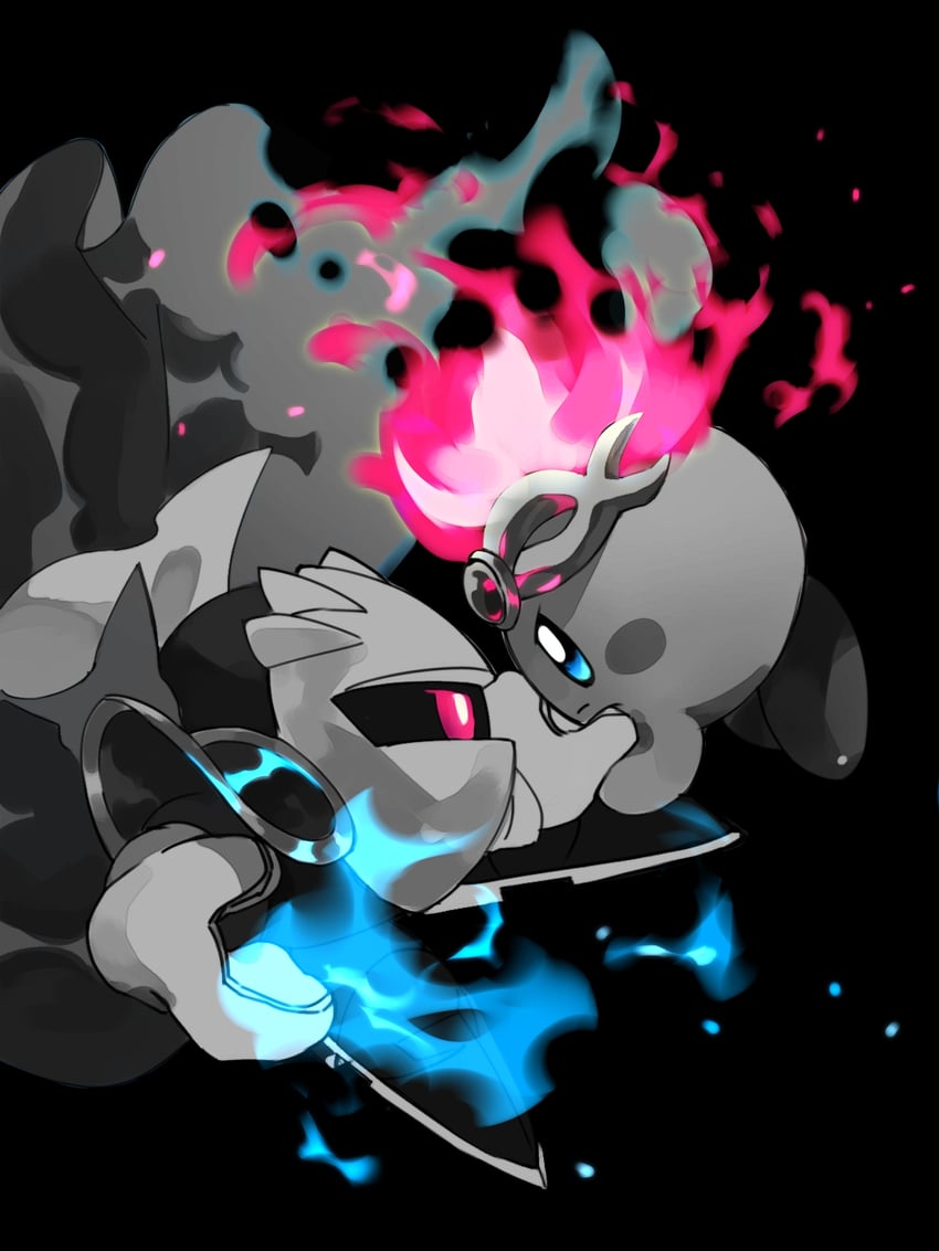 kirby, meta knight, and fire kirby (kirby) drawn by akakiao_tea