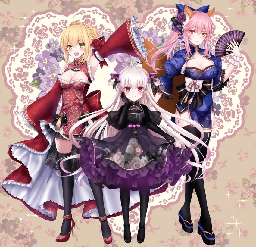 tamamo, nero claudius, tamamo no mae, and nursery rhyme (fate and 4 more) drawn by yuzushiro
