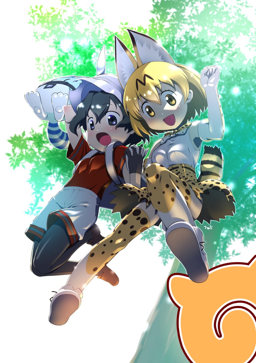 serval, kaban, and lucky beast (kemono friends) drawn by himehachi_(hime8manga)