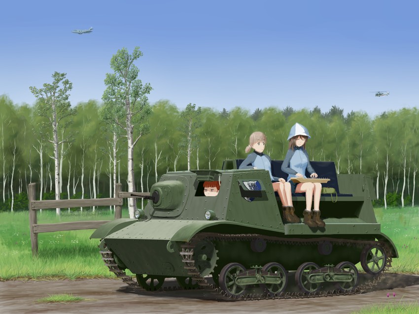 mika, aki, and mikko (girls und panzer) drawn by fokker