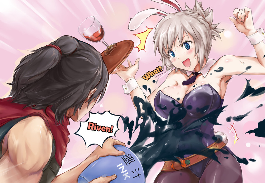riven, battle bunny riven, and talon (league of legends) drawn by erementa
