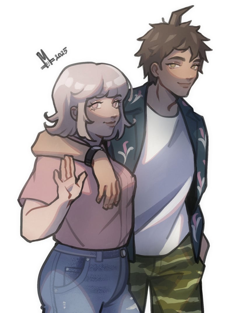 nanami chiaki and hinata hajime (danganronpa and 1 more) drawn by marmuruah