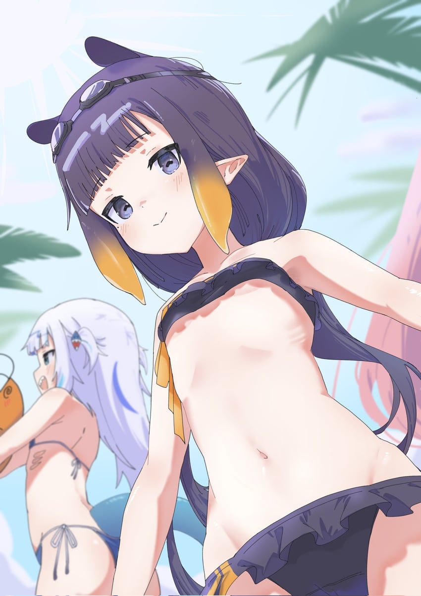gawr gura, mori calliope, and ninomae ina'nis (hololive and 1 more) drawn by angeldu