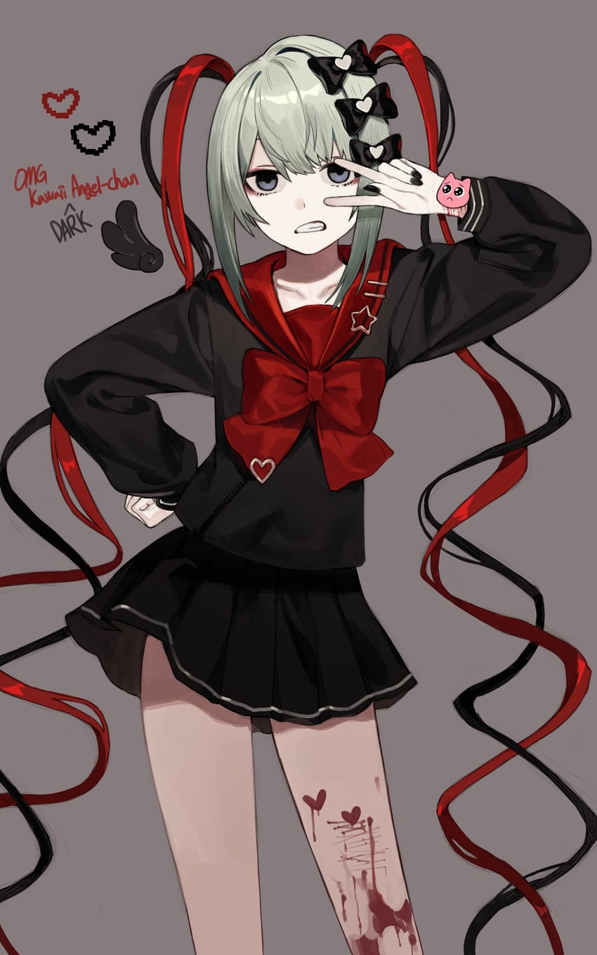 chouzetsusaikawa tenshi-chan and pien cat (needy girl overdose) drawn by p_(pm_611a)