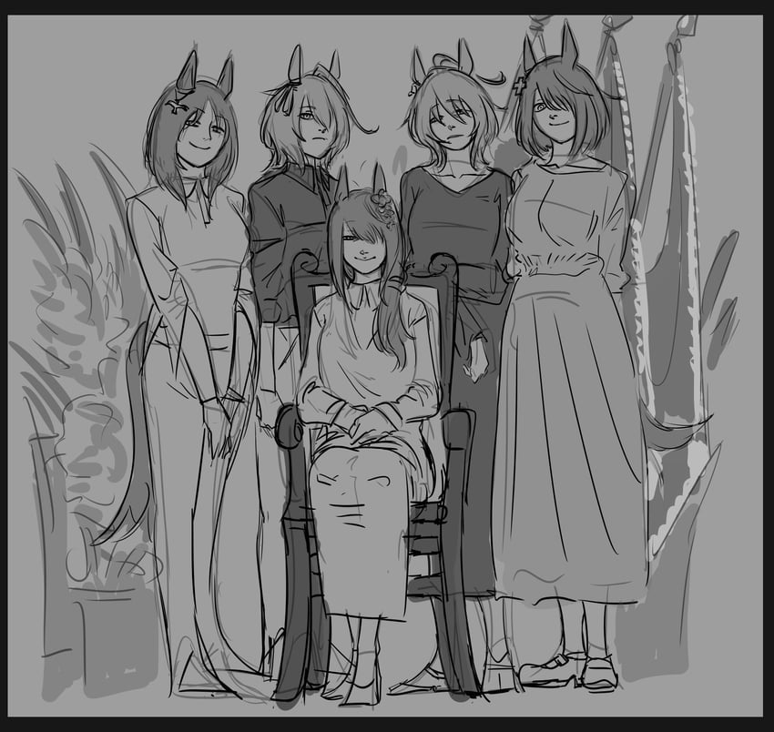 agnes tachyon, agnes flight, agnes surgeon, and agnes flora (original and 1 more) drawn by shishitou_(tougarashikarai)