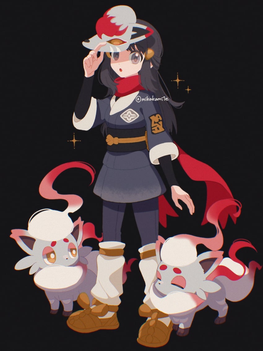akari and hisuian zorua (pokemon and 1 more) drawn by mikakami1e