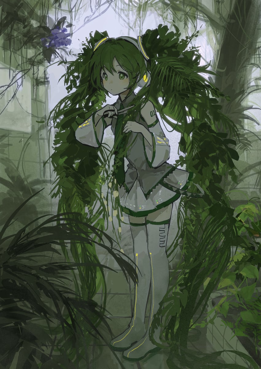 hatsune miku and treesune miku (vocaloid) drawn by balabling