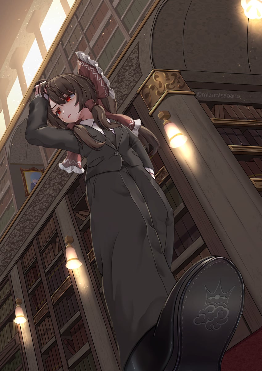 hakurei reimu and roland (touhou and 2 more) drawn by mizunisabano