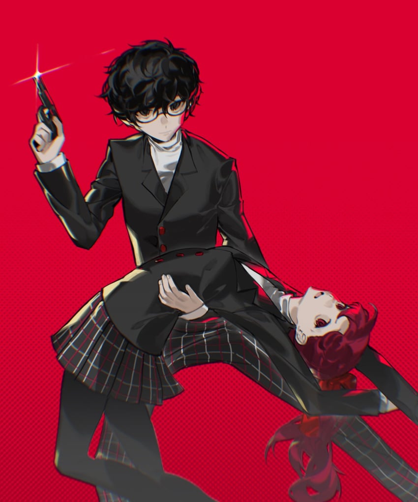 amamiya ren and yoshizawa kasumi (persona and 2 more) drawn by pkunooo
