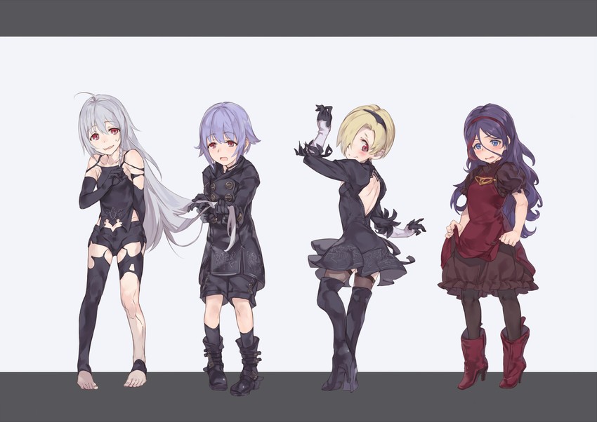 2b, shirasaka koume, koshimizu sachiko, 9s, hoshi syoko, and 3 more (idolmaster and 3 more) drawn by geregere_(lantern)