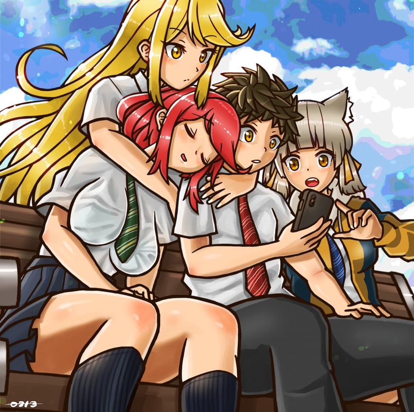 pyra, mythra, nia, and rex (xenoblade chronicles and 1 more) drawn by yotsuha_uni