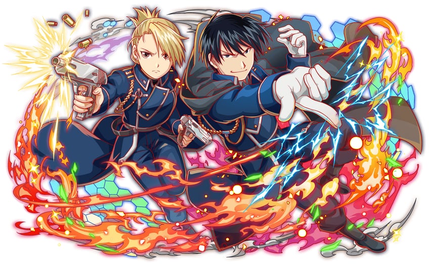riza hawkeye and roy mustang (fullmetal alchemist and 1 more)
