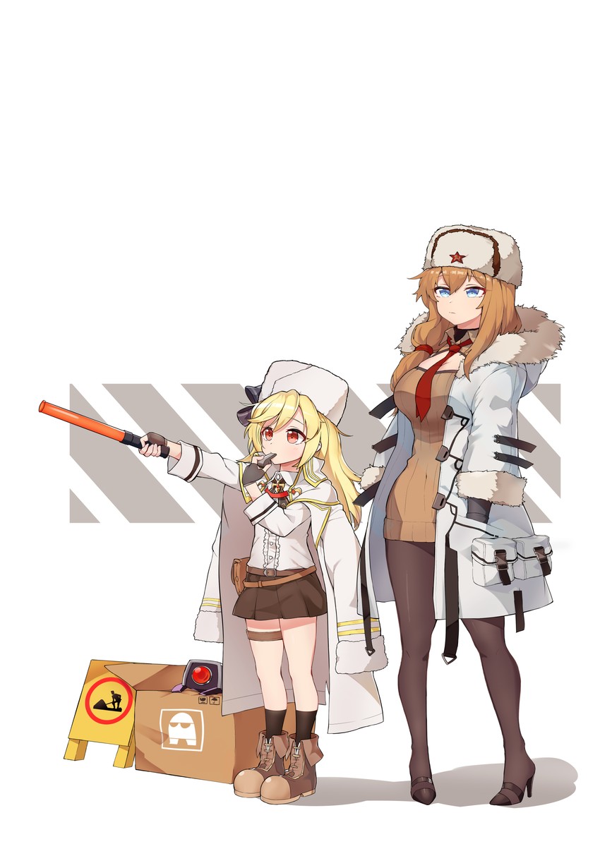 dinergate, nagant revolver, and mosin-nagant (girls' frontline) drawn by nemoga