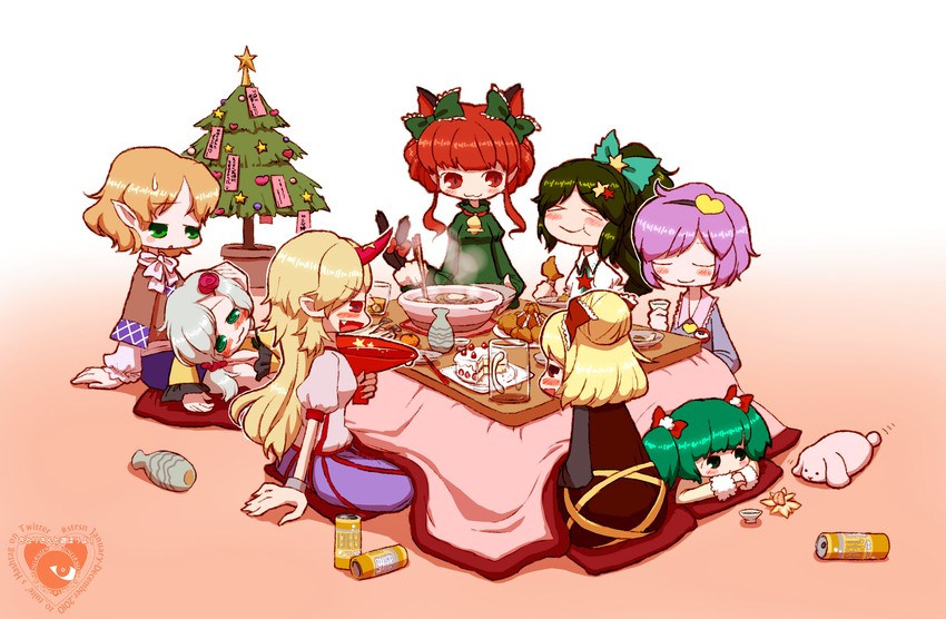komeiji koishi, komeiji satori, kaenbyou rin, reiuji utsuho, mizuhashi parsee, and 3 more (touhou and 1 more) drawn by zo_tuite