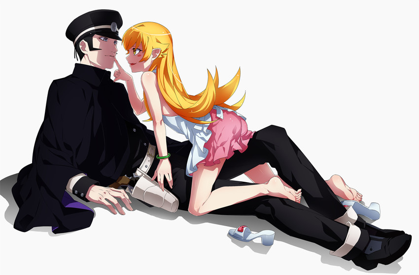 oshino shinobu and kuzunoha raidou (monogatari and 3 more) drawn by kamizawa_(sark)