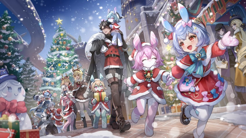 lumine, aether, furina, paimon, neuvillette, and 10 more (genshin impact) drawn by qi2341