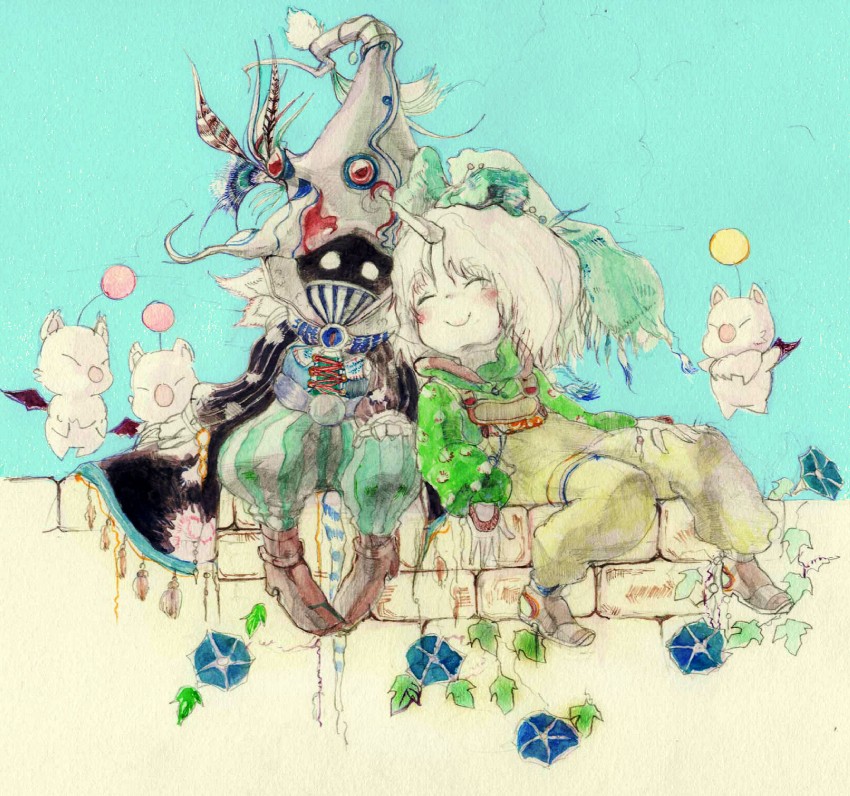 moogle, black mage, vivi ornitier, and eiko carol (final fantasy and 1 more) drawn by mannan_hatake