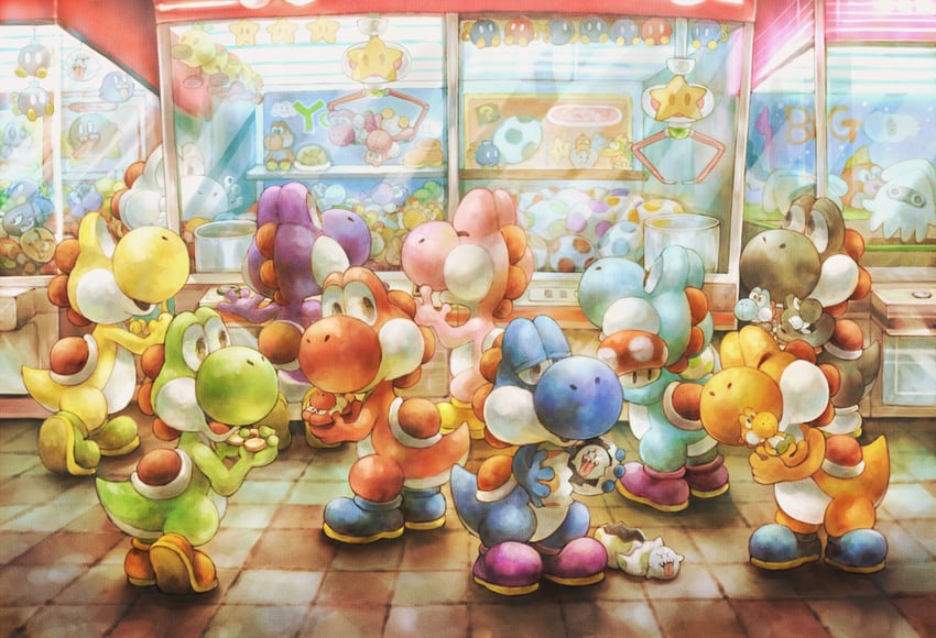 boo, yoshi, goomba, bob-omb, blooper, and 15 more (mario) drawn by sui_(petit_comet)