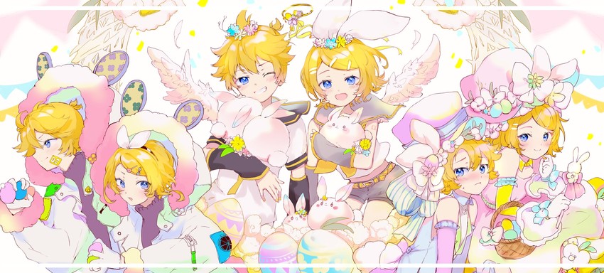 kagamine rin and kagamine len (vocaloid) drawn by oyamada_gamata