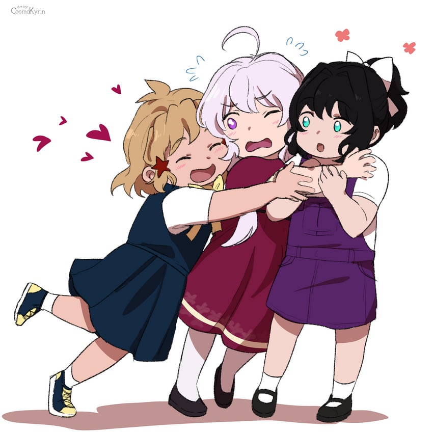 yukine chris, tachibana hibiki, and kohinata miku (senki zesshou symphogear) drawn by cosmikirin
