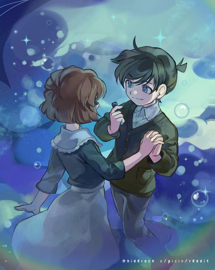 edogawa conan and haibara ai (meitantei conan and 1 more) drawn by st_ard