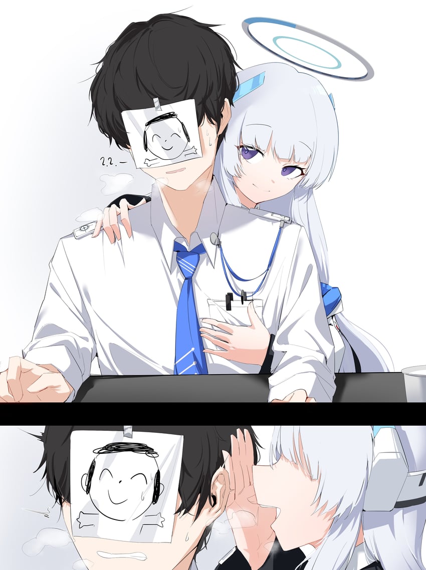 sensei, doodle sensei, and noa (blue archive) drawn by plentyofempty