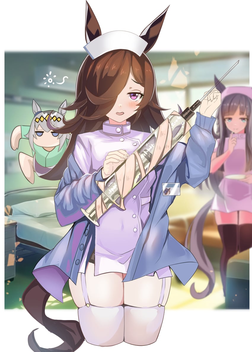 rice shower, oguri cap, and chrono genesis (umamusume) drawn by bigboss021