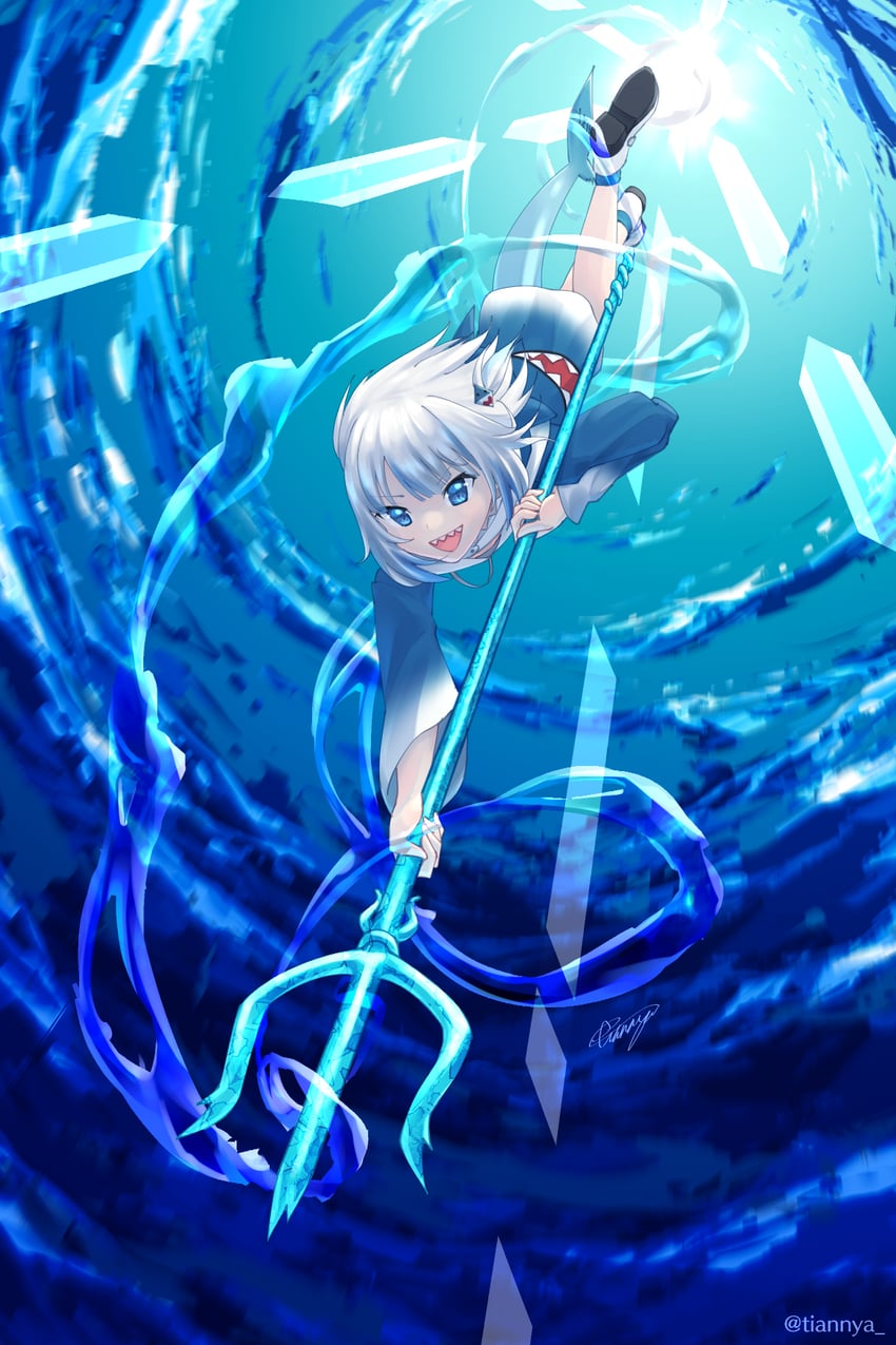 gawr gura (hololive and 1 more) drawn by tian_nya