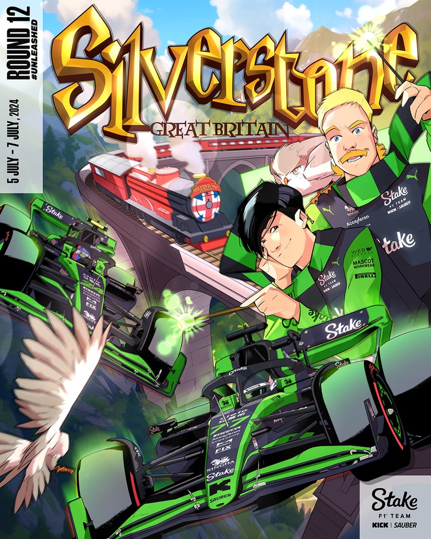 zhou guanyu and valtteri bottas (real life and 3 more) drawn by juan_alcala