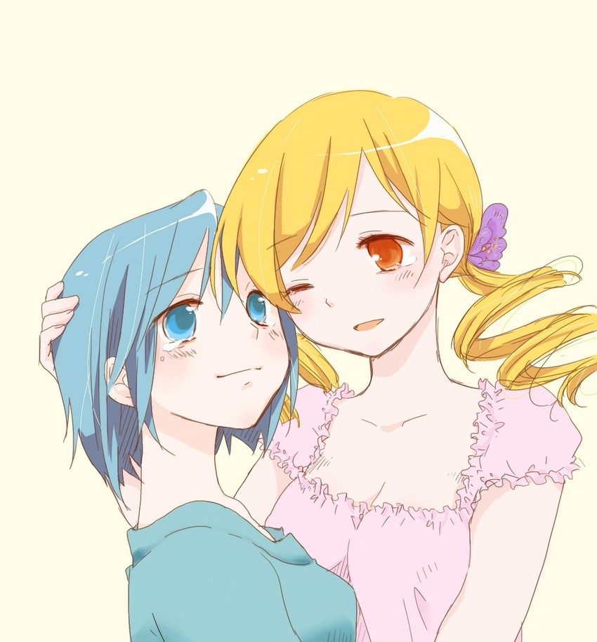 miki sayaka and tomoe mami (mahou shoujo madoka magica) drawn by bi_ru
