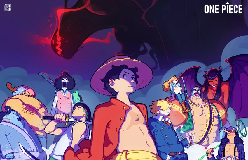 nami, monkey d. luffy, nico robin, roronoa zoro, sanji, and 6 more (one piece) drawn by mazaochizao