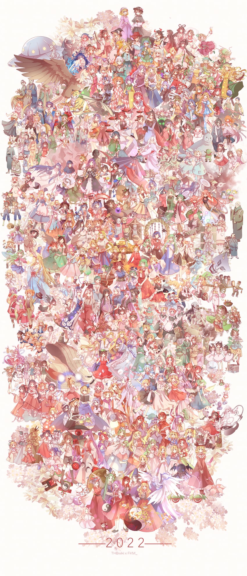 hakurei reimu, kirisame marisa, remilia scarlet, flandre scarlet, izayoi sakuya, and 218 more (touhou and 40 more) drawn by yasato