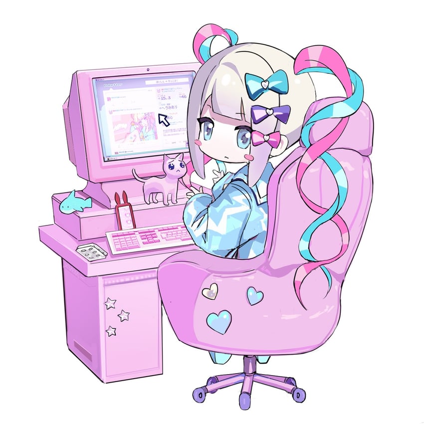 chouzetsusaikawa tenshi-chan and pien cat (needy girl overdose and 3 more) drawn by xwm