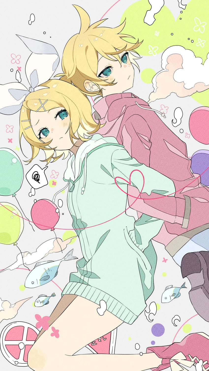 kagamine rin and kagamine len (vocaloid and 1 more) drawn by omutatsu