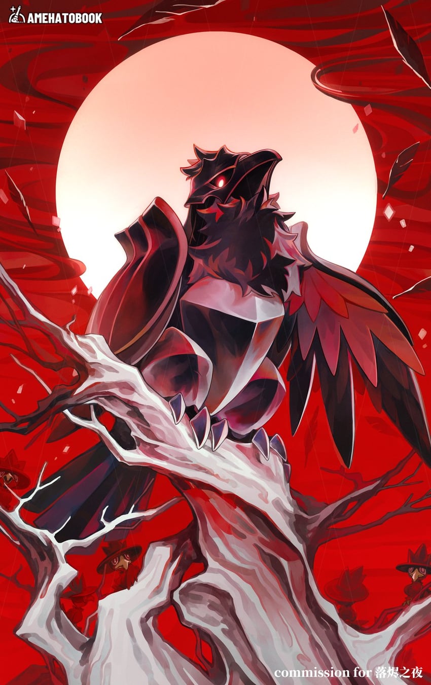murkrow and corviknight (pokemon) drawn by amehatobook