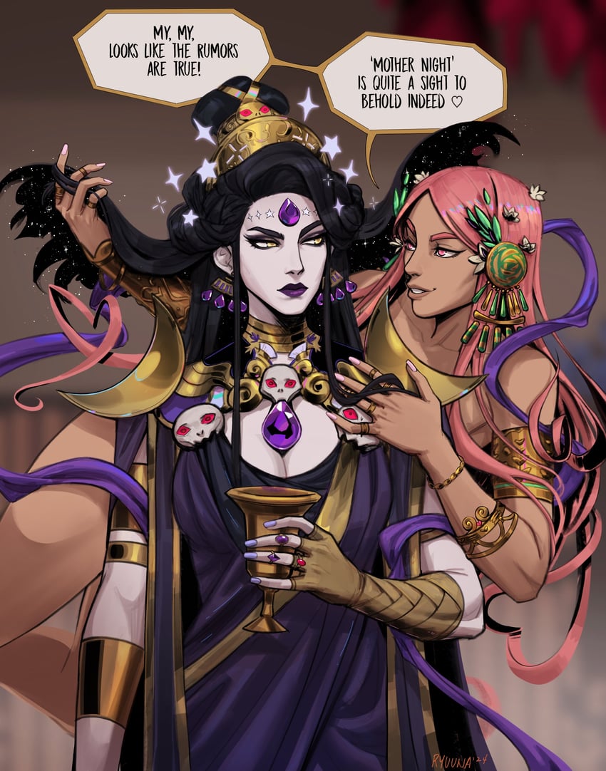 aphrodite and nyx (hades and 1 more) drawn by grace_kim_(ryuuna)