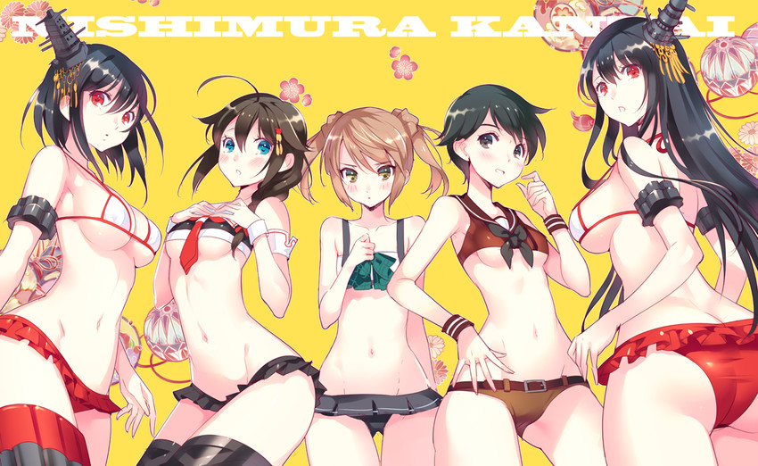 shigure, shigure kai ni, yamashiro, fusou, mogami, and 1 more (kantai collection) drawn by nishimura_eri