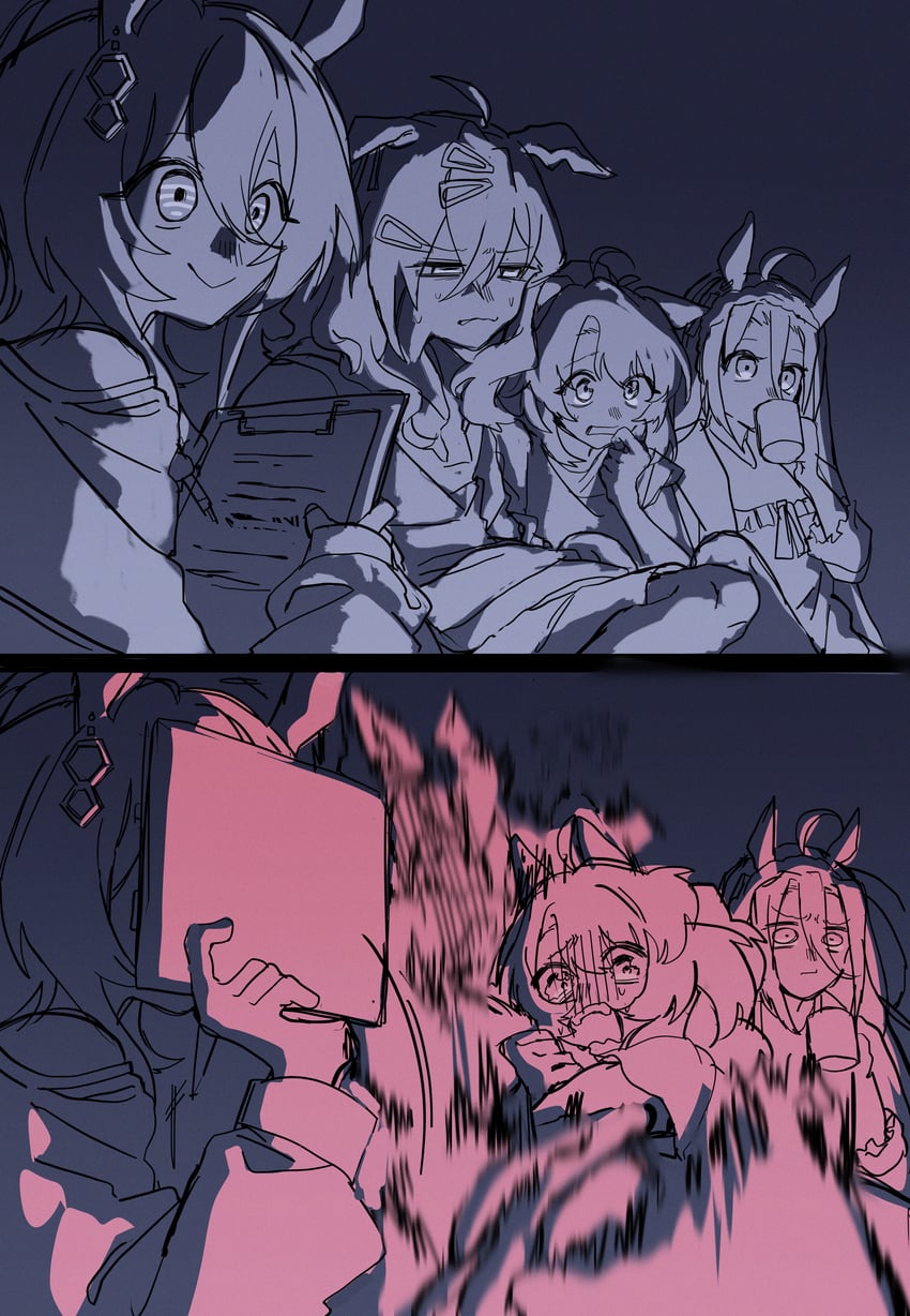 agnes tachyon, manhattan cafe, jungle pocket, and dantsu flame (umamusume) drawn by uma2_0429