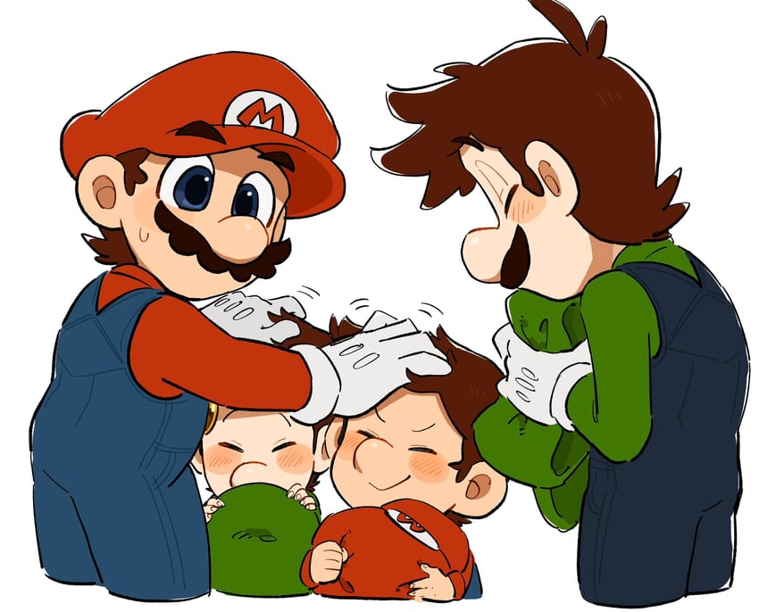 mario, luigi, baby mario, and baby luigi (mario) drawn by mimimi_(mimimim9999)