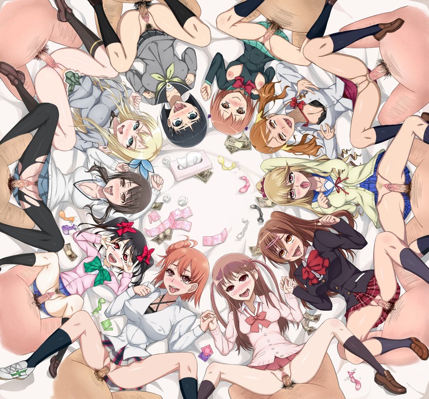 yazawa nico, kashiwazaki sena, kirigaya suguha, yuigahama yui, anjou naruko, and 5 more (love live! and 11 more) drawn by shoujo_donburi