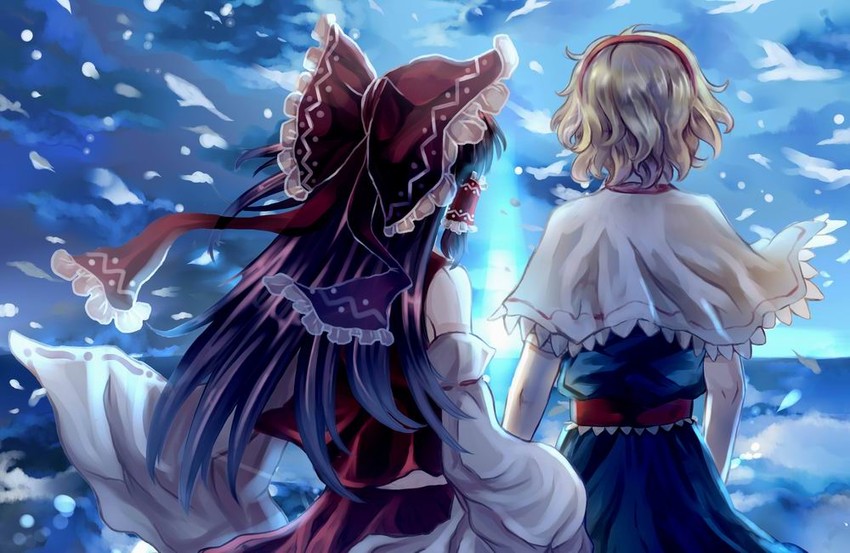 hakurei reimu and alice margatroid (touhou) drawn by kaoru_(alicemakoto)