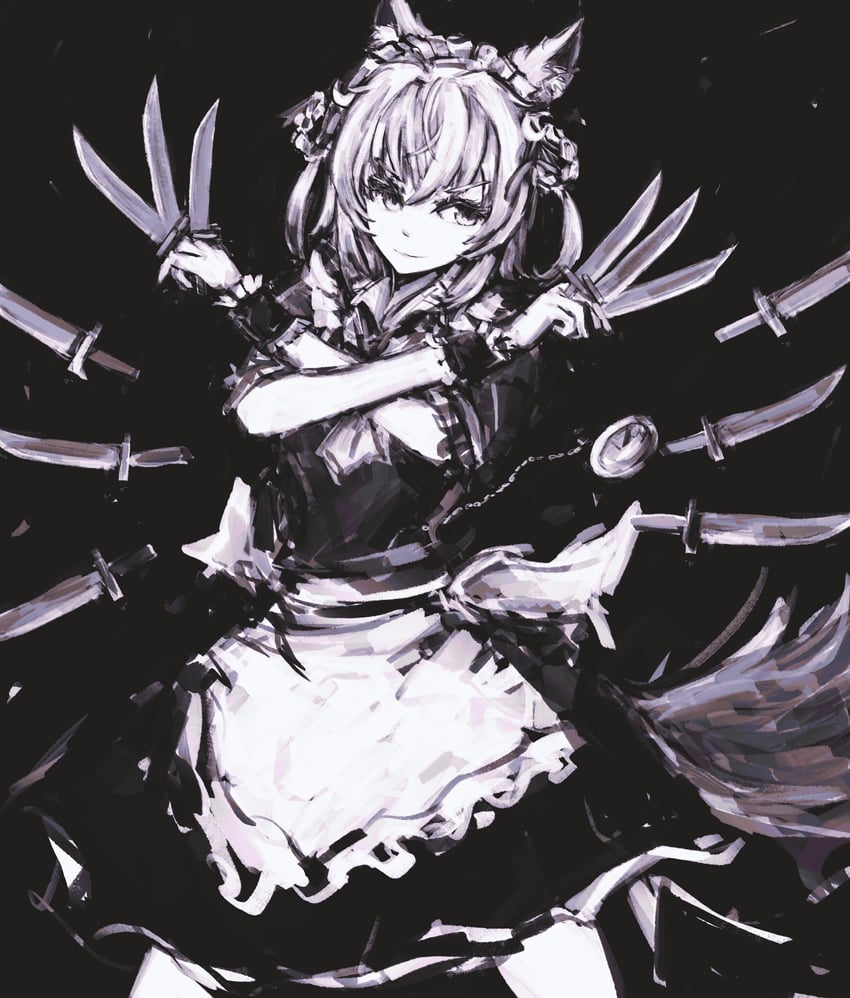 izayoi sakuya and kamizuki naki (touhou and 2 more) drawn by merpperoni
