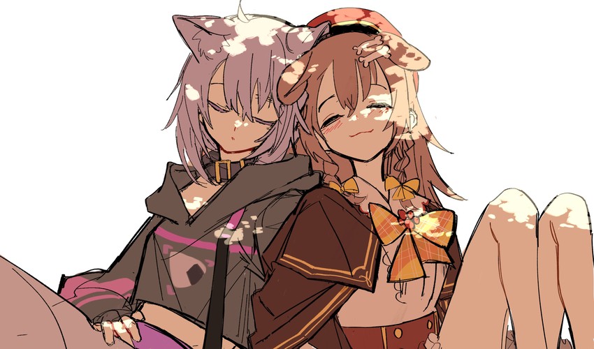 nekomata okayu and inugami korone (hololive) drawn by kurattes