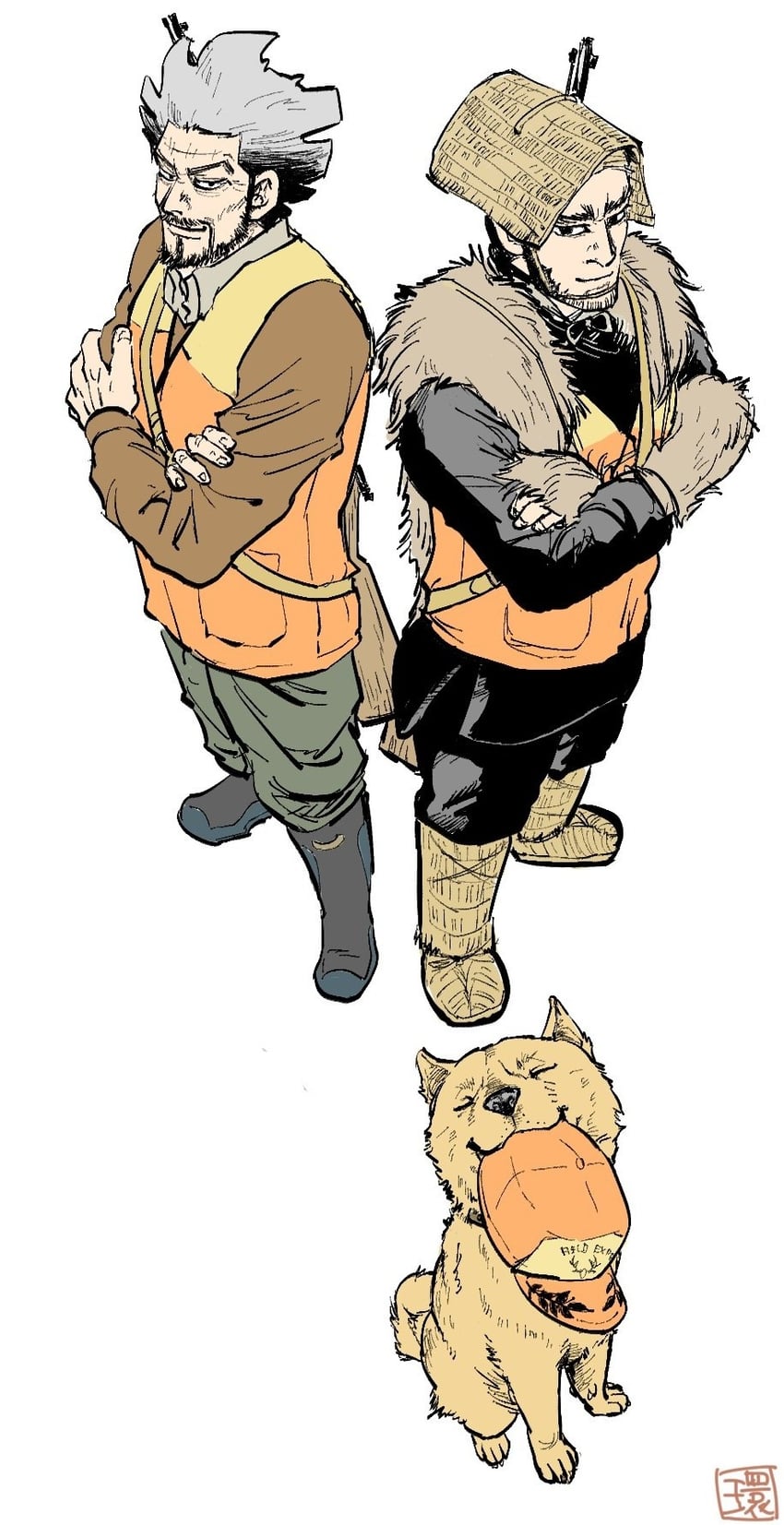 tanigaki genjirou, nihei tetsuzou, and ryu (golden kamuy) drawn by mumei_zm