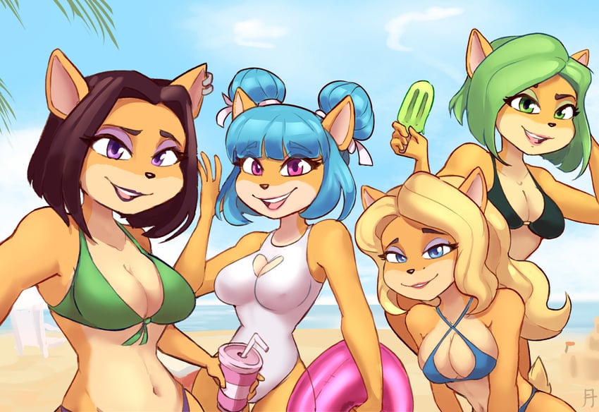 megumi bandicoot, liz bandicoot, isabella bandicoot, and ami bandicoot (crash bandicoot) drawn by alex_toons